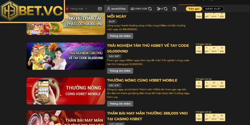 Khuyến Mãi H3Bet – Cập Nhật Chi Tiết Nhất Các Ưu Đãi Hot 1 Khuyến mãi cho thành viên mới